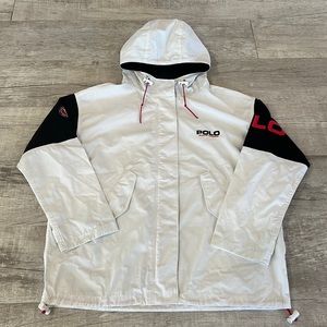 Polo Ralph Lauren Women’s Small‎ White Polo Sport Windbreaker Patch Jacket NWOT